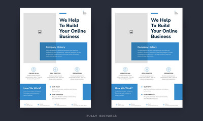 Obraz premium Trendy Flyer style vector design with an A4 format, modern leaflet cover, or presentation template. Suitable for social media and web or internet ads.