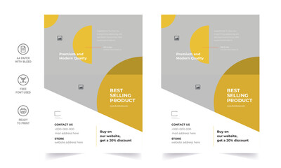 Trendy Flyer style vector design with an A4 format, modern leaflet cover, or presentation template. Suitable for social media and web or internet ads.