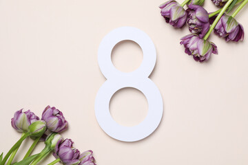 Concept of 8 march, Women day, top view