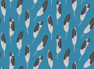 Seamless pattern with seagull feathers. Beautiful nature texture in flat style.