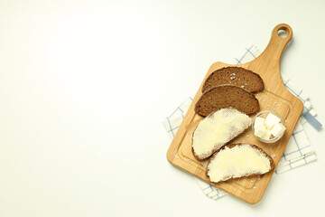 Concept of breakfast, eat food with butter, space for text