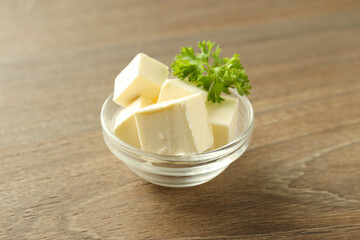 Concept of breakfast, eat food with butter