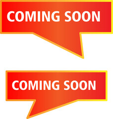  red vector banner ribbon coming soon on white background