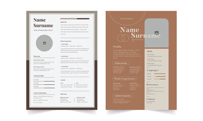Professional Resume CV Template Layout.  Beautiful CV / Resume template - elegant stylish design 