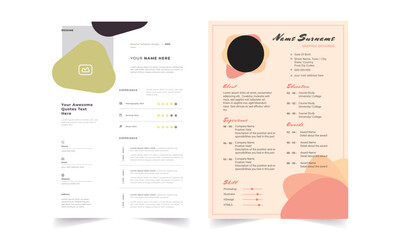 Professional Resume CV Template Layout.  Beautiful CV / Resume template - elegant stylish design 