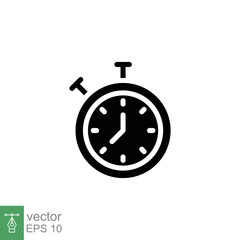 Stopwatch icon. Simple solid style. Countdown, timer, stop watch, quick clock, chronometer, time concept. Glyph vector illustration isolated on white background. EPS 10.