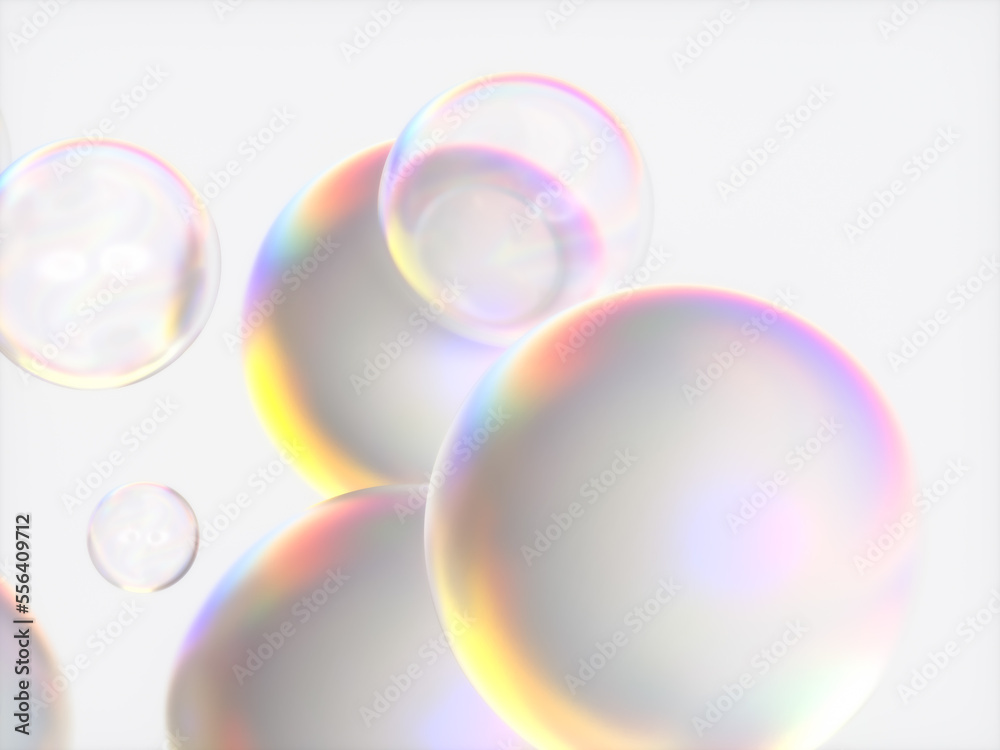 Aufkleber Abstract 3d art background. Holographic floating liquid blobs, soap bubbles, metaballs.