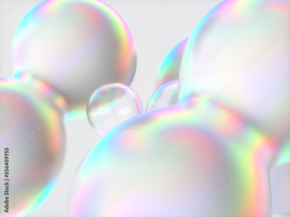 Aufkleber abstract 3d art background. holographic floating liquid blobs, soap bubbles, metaballs.