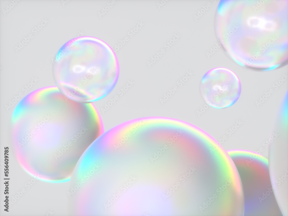 Aufkleber abstract 3d art background. holographic floating liquid blobs, soap bubbles, metaballs.