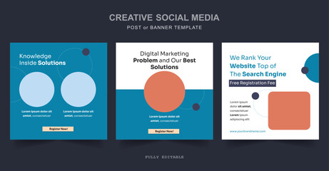 Editable minimal social media, web Banner Post Template. Suitable for social media posts and web internet ads. Vector illustration
