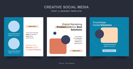 Editable minimal social media, web Banner Post Template. Suitable for social media posts and web internet ads. Vector illustration