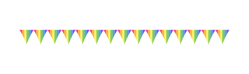 Rainbow pennant garland bunting divider simple vector illustration clipart