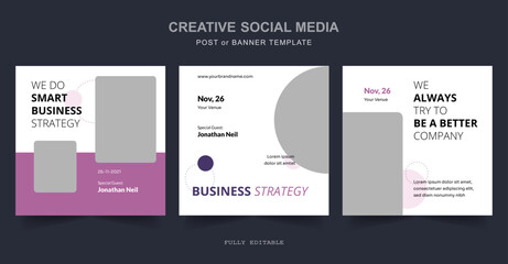 Editable minimal social media, web Banner Post Template. Suitable for social media posts and web internet ads. Vector illustration