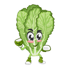 mascot vector illustration of cute mustard green character practicing boxing with boxing gloves