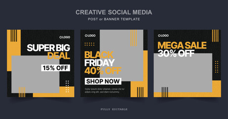 Editable minimal social media, web Banner Post Template. Suitable for social media posts and web internet ads. Vector illustration