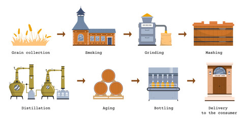 Whiskey Production Cycle Infographics