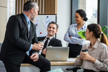 Group of young businessman and businesswoman people working in office. 