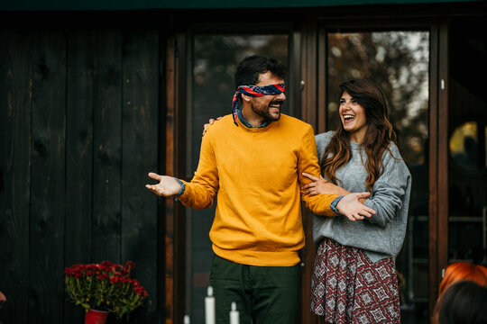 blindfolded man Stock Photo