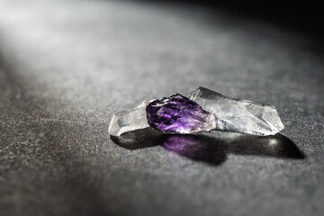 Crystal of Purple Amethyst and Pure Quartz Mineral