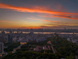 Summer evening and night scenery of Yellow Crane Tower Park in Wuhan