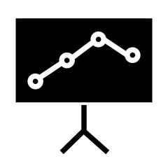 Icon Presentation Chart Growth Black Fill Icon Vector