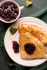 pancakes with blackcurrant jam