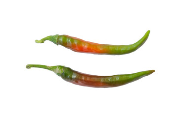 red hot chili peppers isolated on white