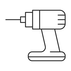 Drill icon vector isolated. Simple line symbol of screwdriver, electric tool for house repair. Construction industry.