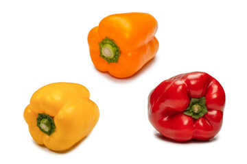 Red bell pepper isolated on a white background.