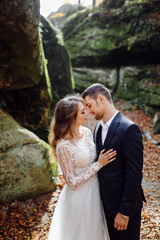 Young wedding couple enjoying romantic moments