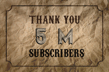 5 Million  subscribers celebration greeting banner with Vintage Design