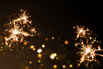 Fireworks with boeh on black background. Suitable for your New Year greetings card or flyer or etc