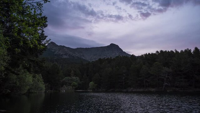Timelapse of the sunrise in La Barranca reservoir. Navacerrada, Madrid.
