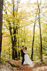 Young wedding couple enjoying romantic moments