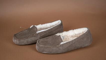 Fashionable warm shoes in modern style