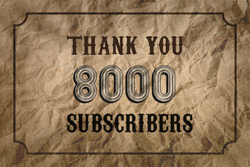 8000 subscribers celebration greeting banner with Vintage Design