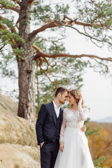 Young wedding couple enjoying romantic moments