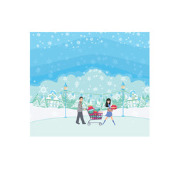 happy couple on winter sale