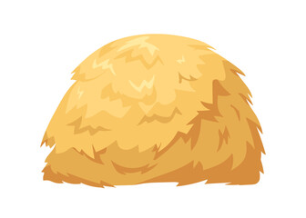 Haystack, hay bale. Dry gold straw hill, pile. Yellow forage, hayloft of agriculture crop. Golden grass heap, stack of cone shape. Flat vector illustration isolated on white background