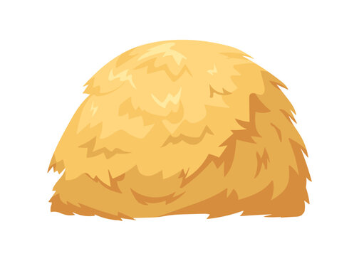 Haystack, hay bale. Dry gold straw hill, pile. Yellow forage, hayloft of agriculture crop. Golden grass heap, stack of cone shape. Flat vector illustration isolated on white background