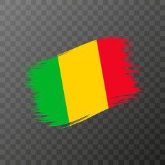Mali national flag. Grunge brush stroke. Vector illustration on transparent background.