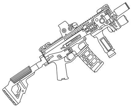 long-barreled weapon line art vector 