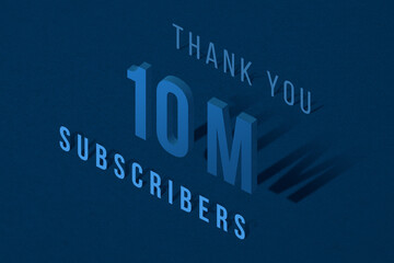 10 Million subscribers celebration greeting banner with Isomatric Design