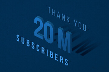 Obraz premium 20 Million subscribers celebration greeting banner with Isomatric Design