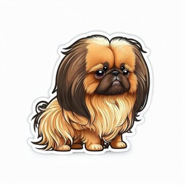  a brown and black dog with long hair sitting on a white background with a white background and a black and brown dog with long hair. Generative AI