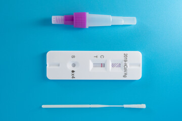 top view antigen tester for coronavirus with result of negative