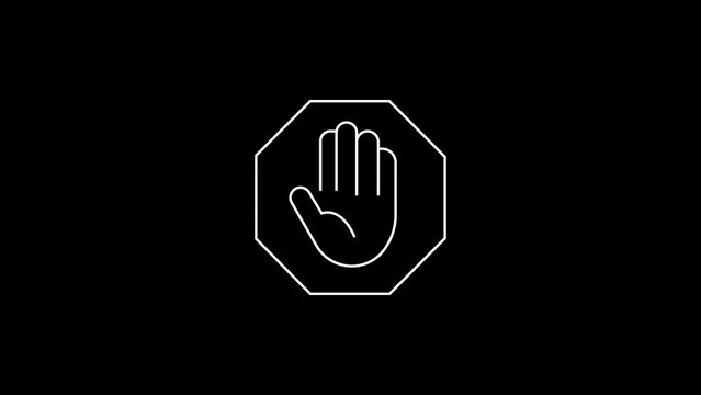 Cool linear stop hand icon animation. Stop hand icon animation. Linear animation. 4K animation.