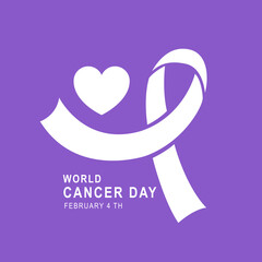 Flat design world cancer day on purple background