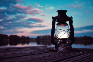 Laterne - Lampe - Lantern- Moody - Waterscape - Scenic - High quality photo - Photo Wallpaper