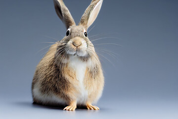 Cute rabbit sitting in studio (Generative AI)